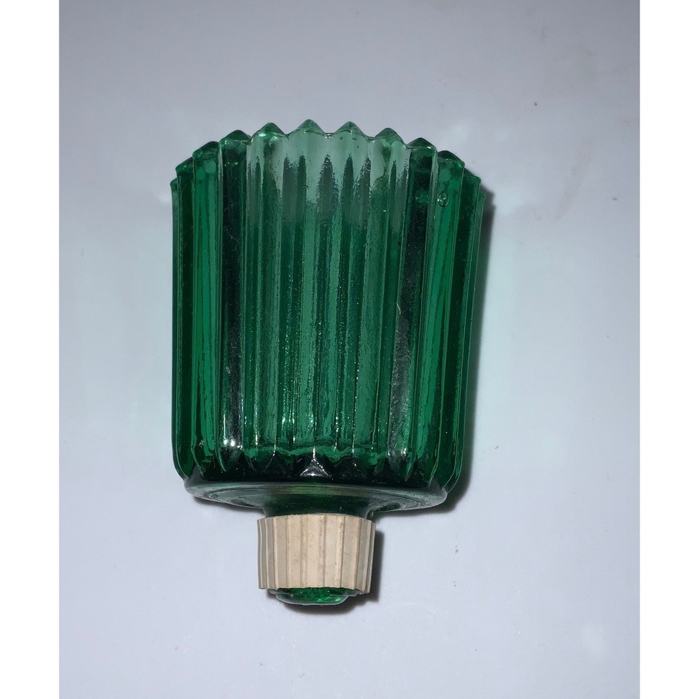 Vintage Homco Home Interiors Green Striped Glass Votive Candle Holder 3.25"‎